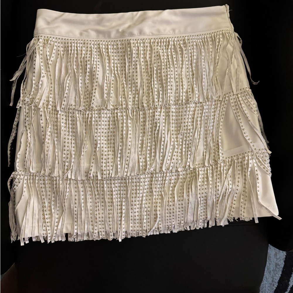 Elegant White Fringe Skirt